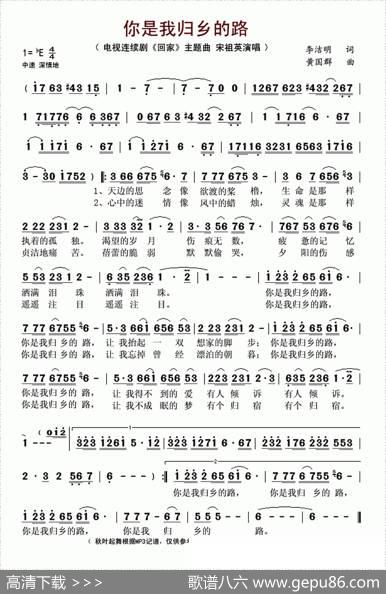 你是我归乡的路（电视剧《回家》主题曲） - 李洁明|黄国群