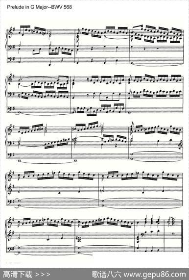 PreludeinGMajor--BWV568（管风琴谱）