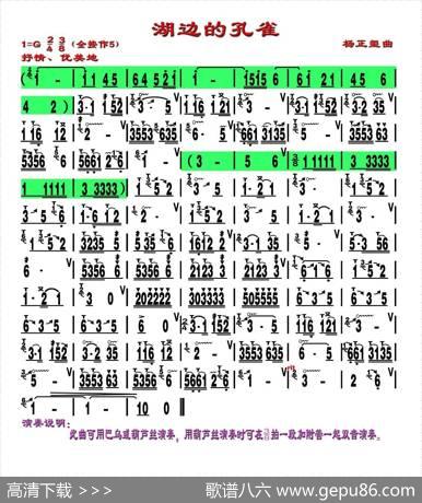 湖边的孔雀（刘慧淑制谱版）|杨正玺