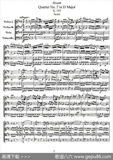 QuartetNo.2inDMajor,K.155.（D大调第二弦乐四重奏）|[奥]莫扎特
