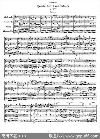 QuartetNo.4inCMajor,K.157（C大调第四弦乐四重奏）|[奥]莫扎特