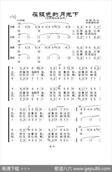 在银色的月光下（无伴奏混声合唱黎英海版）|新疆民歌、黎英海改编
