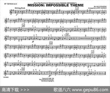 MISSIONIMPOSSIBLETHEME（分谱：次中音萨克斯）