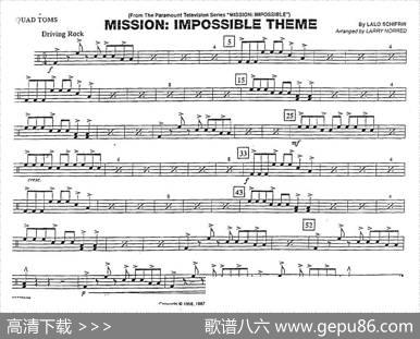 MISSIONIMPOSSIBLETHEME（分谱：架子鼓）