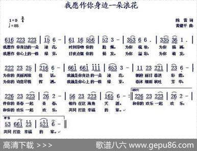 我愿做你身边的一朵浪花（陈雷词黄健平曲） - 陈雷|黄健平