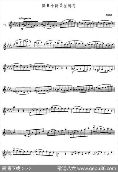 萨克斯练习曲合集（4—44）降B小调34拍练习|海因茨