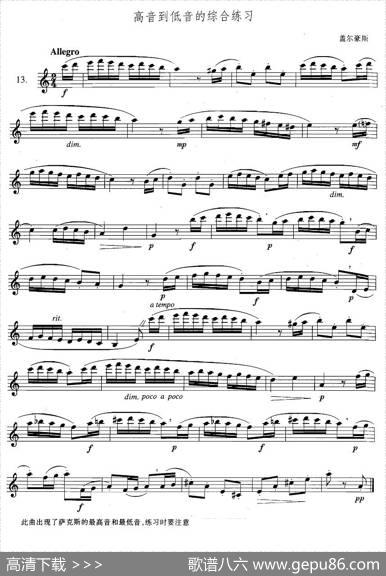萨克斯练习曲合集（3—13）高音到低音的综合练习|盖尔豪斯