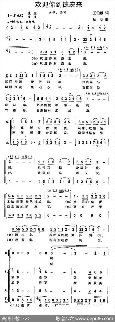 欢迎你到德宏来 - 王伯麟|杨明