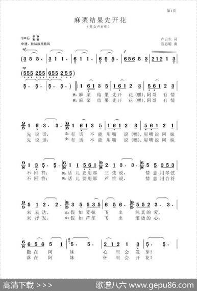 麻栗结果先开花（男女声对唱） - 卢云生|聂思聪