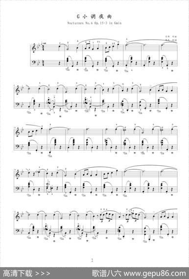 G小调夜曲，Op.15,No.3（肖邦第6号夜曲）|肖邦