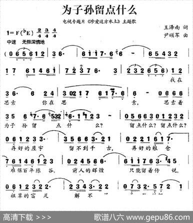 为子孙留点什么（电视专题片《珍爱这方水土》主题歌） - 王泽南|尹颂军