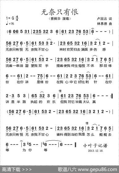 无奈只有恨 - 卢国沾|林慕德