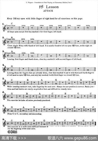 长笛演奏基础教程练习（1—10）|E·Wagner（E·韦格）