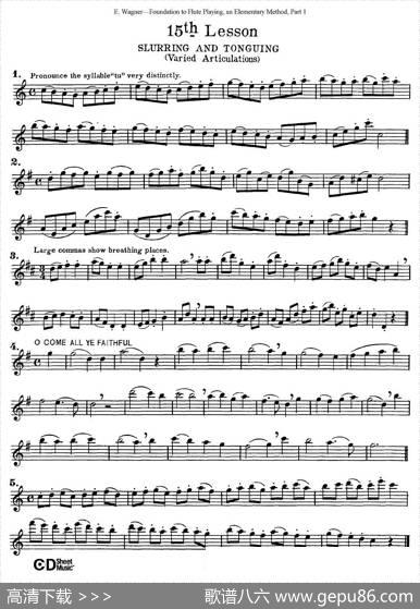长笛演奏基础教程练习（11—20）|E·Wagner（E·韦格）