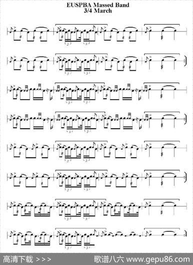 EUSPBAMassedBand34March（行进乐队34拍鼓谱）