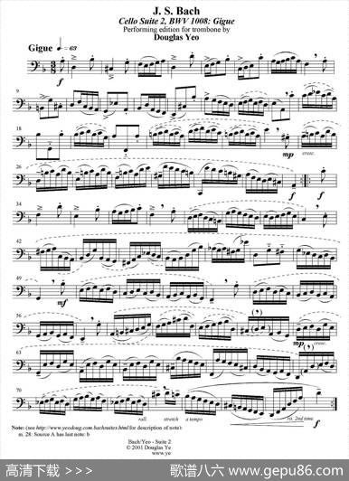 DouglasYeo-Gigue（吉格舞曲）（低音长号）|J·S·巴赫