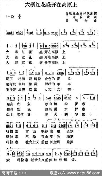 大寨红花盛开在高原上 - 汪廷珍|吴明全