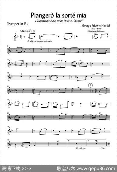 Piangerolasortemia（小号谱）|G.F.Handel