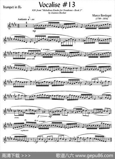 Bordogni-Vocalise#13（小号）|MarcoBordogni