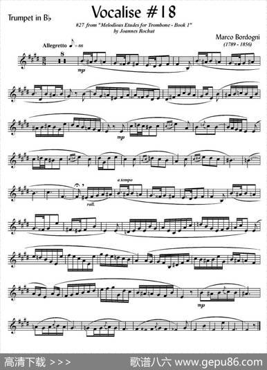 Bordogni-Vocalise#18（小号）|MarcoBordogni