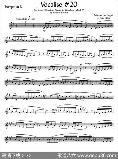 Bordogni-Vocalise#20（小号）|MarcoBordogni
