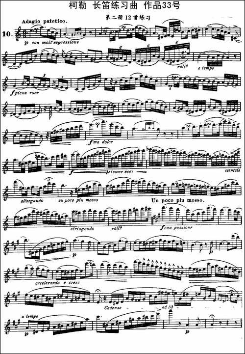 柯勒长笛练习曲作品33号-第二册-10-长笛五线谱|长笛谱
