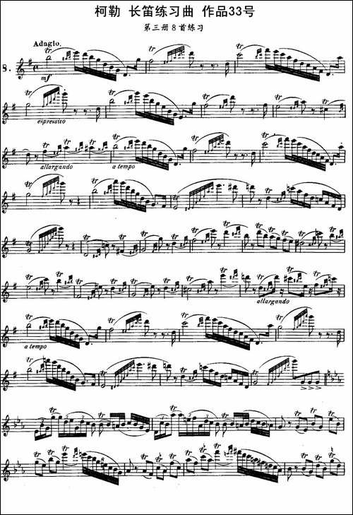 柯勒长笛练习曲作品33号-第三册-8-长笛五线谱|长笛谱