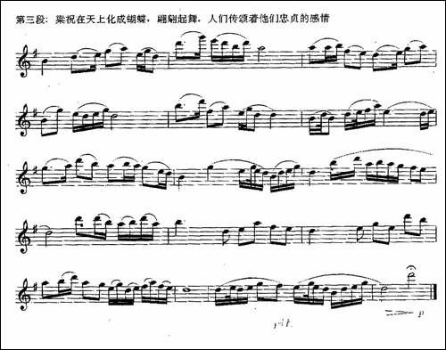 《梁祝》选段-长笛五线谱|长笛谱