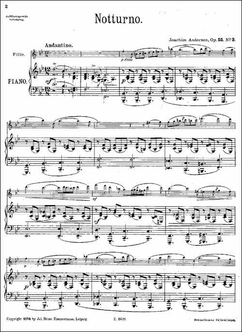 Notturno-Op.55-No.3-长笛+钢琴伴奏-长笛五线谱|长笛谱