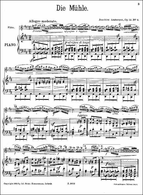 Die-Mühle-Op.55-No.4-长笛+钢琴伴奏-长笛五线谱|长笛谱
