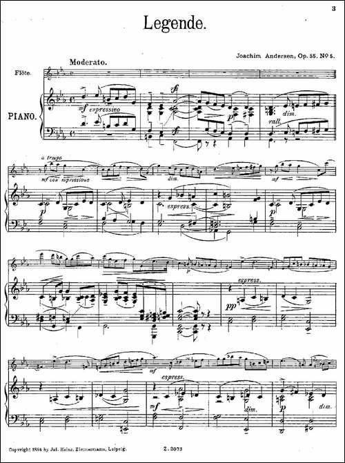 Legende-Op.55-No.5-长笛+钢琴伴奏-长笛五线谱|长笛谱