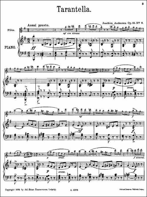 Tarantelle-Op.55-No.8-长笛+钢琴伴奏-长笛五线谱|长笛谱