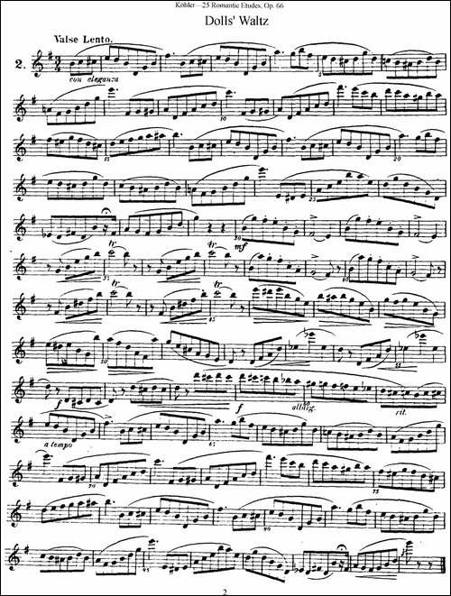 25首浪漫练习曲作品66号-NO.2-长笛五线谱|长笛谱