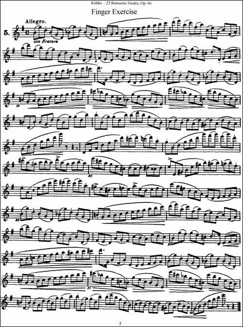 25首浪漫练习曲作品66号-NO.5-长笛五线谱|长笛谱