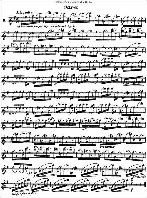 25首浪漫练习曲作品66号-NO.9-长笛五线谱|长笛谱