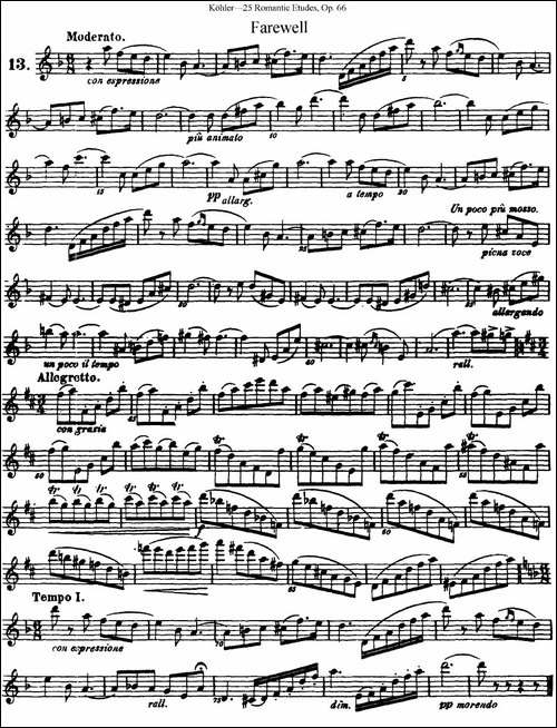 25首浪漫练习曲作品66号-NO.13-长笛五线谱|长笛谱