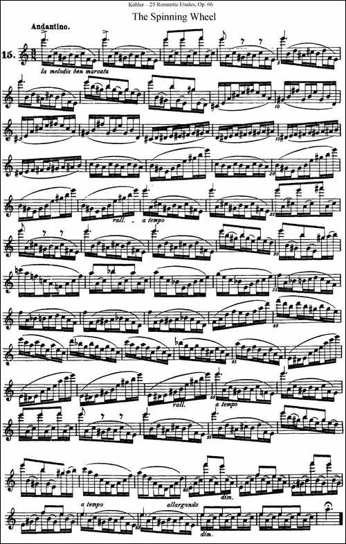 25首浪漫练习曲作品66号-NO.15-长笛五线谱|长笛谱