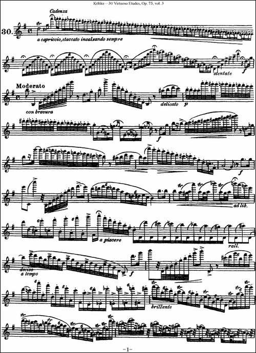 柯勒30首高级长笛练习曲作品75号-NO.30-长笛五线谱|长笛谱