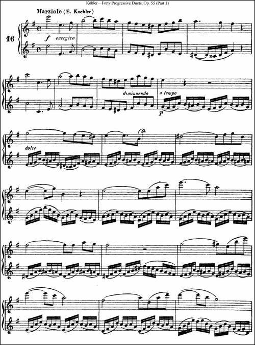 柯勒40首长笛提高练习曲OP.55-NO.16-长笛五线谱|长笛谱