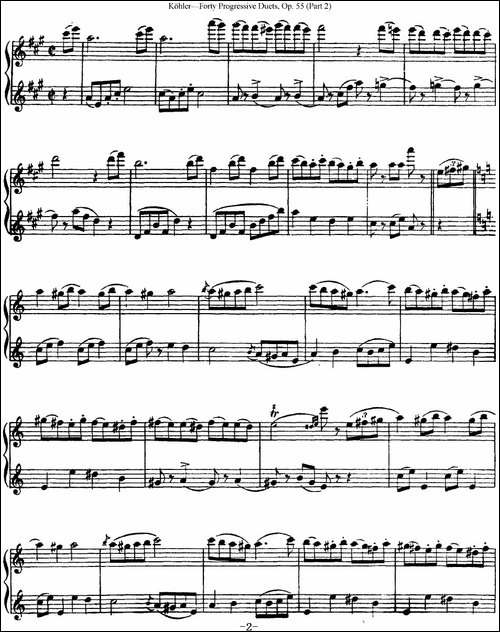 柯勒40首长笛提高练习曲OP.55-二重奏-NO.11-长笛五线谱|长笛谱