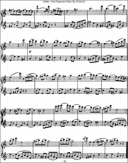 柯勒40首长笛提高练习曲OP.55-二重奏-NO.11-长笛五线谱|长笛谱