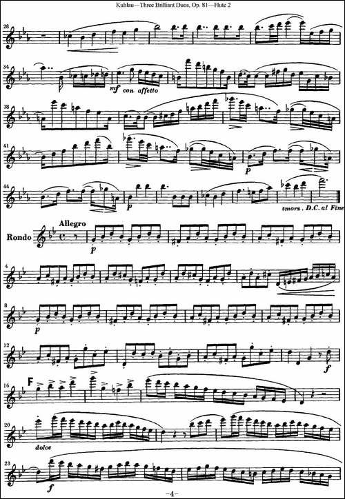 库劳长笛二重奏练习三段OP.81——Flute-2-NO.3-长笛五线谱|长笛谱