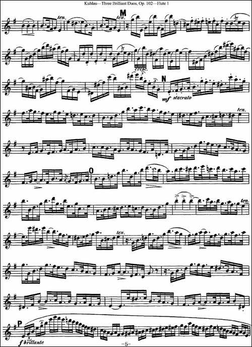 库劳长笛二重奏练习三段OP.102——Flute-1-NO.-长笛五线谱|长笛谱