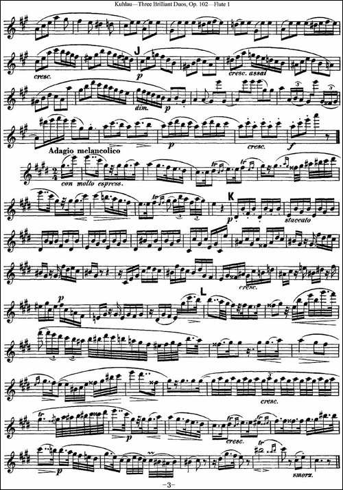 库劳长笛二重奏练习三段OP.102——Flute-1-NO.-长笛五线谱|长笛谱