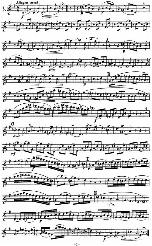 库劳长笛二重奏练习曲Op.10——Flute-2-No.3-长笛五线谱|长笛谱