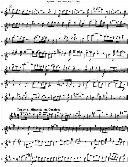 匡茨G大调长笛二重奏Op.2——Flute-1-No.3-长笛五线谱|长笛谱