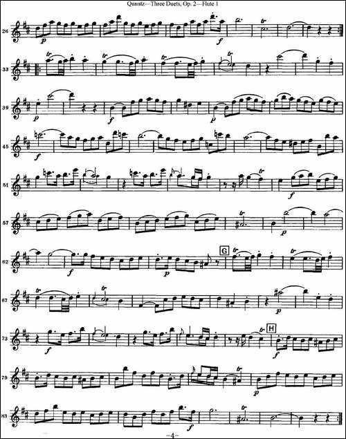 匡茨G大调长笛二重奏Op.2——Flute-1-No.3-长笛五线谱|长笛谱