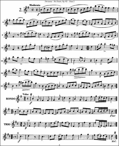 德维埃纳六个长笛二重奏小段Op.82——Flute-2--长笛五线谱|长笛谱