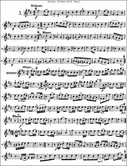 德维埃纳六个长笛二重奏小段Op.82——Flute-2--长笛五线谱|长笛谱