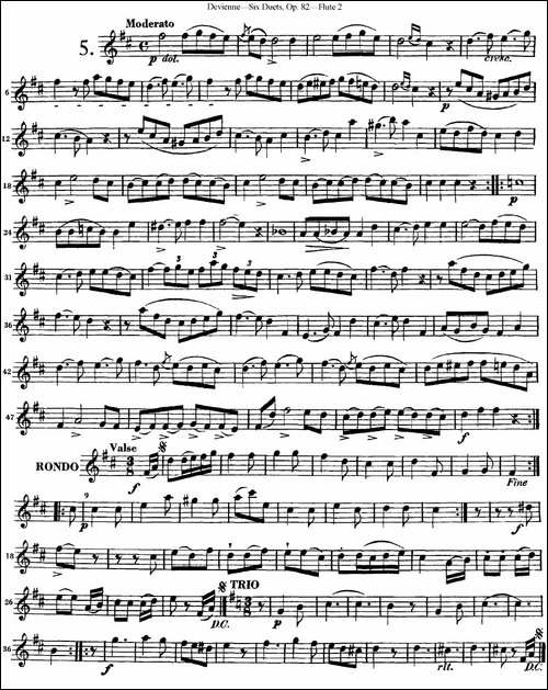 德维埃纳六个长笛二重奏小段Op.82——Flute-2--长笛五线谱|长笛谱
